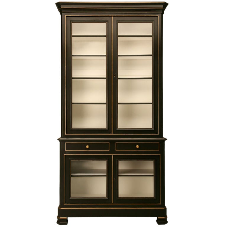 Custom Hand-Made Louis Philippe Style Bookcase or Display Cabinet, Any Dimension For Sale