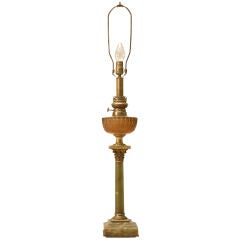 Antique c.1900 French Onyx & Bronze Lamp