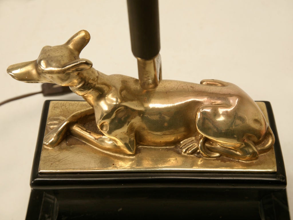 American Vintage Chapman Desk Lamp w/Solid Brass Whippet Dog