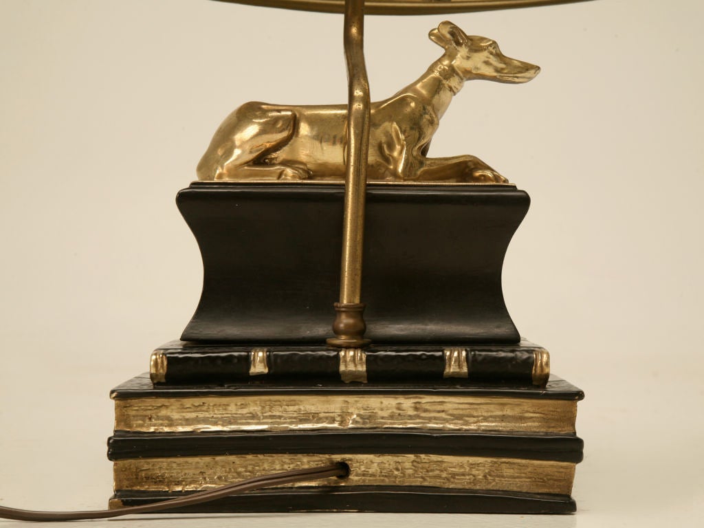 Vintage Chapman Desk Lamp w/Solid Brass Whippet Dog 4