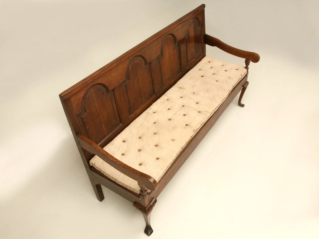 Circa 1780 English Oak & Elm Foyer Bench