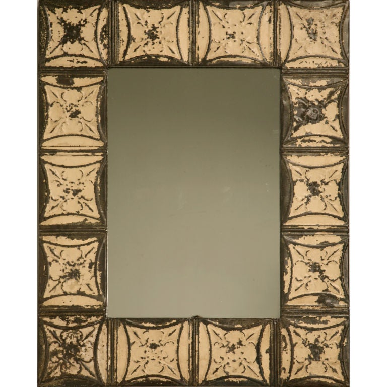 Antique Tin Ceiling Tile Framed Mirror at 1stdibs