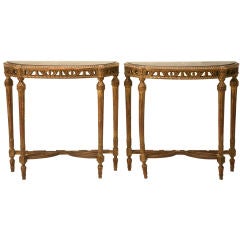 c.1920 Pair of American Demi-Lune Hall or Console Tables