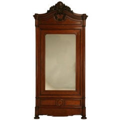 c.1875 French Mahogany Bonnet-Topped Bonnetiere