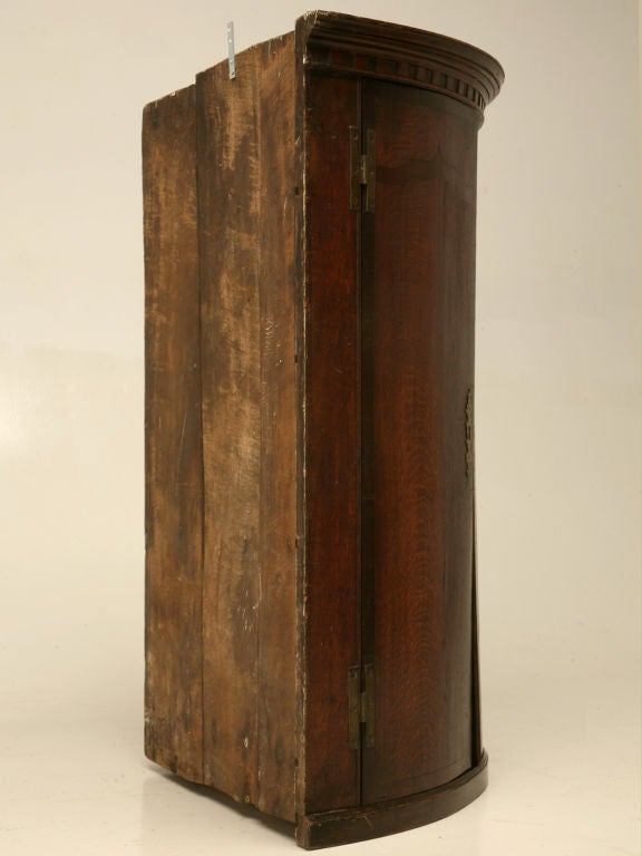 c.1850 English Banded Oak Bow-Front Corner Cabinet