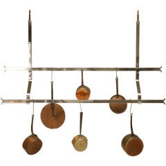 c.1930 Industrial Chrome Two-Tier Hanging Pot Rack