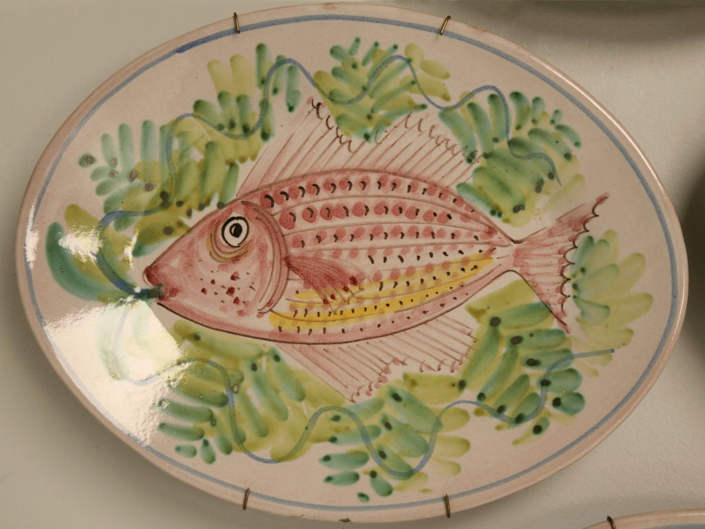 Mid-20th Century Set of 4 Vintage Italian Hand-Painted Fish Platters