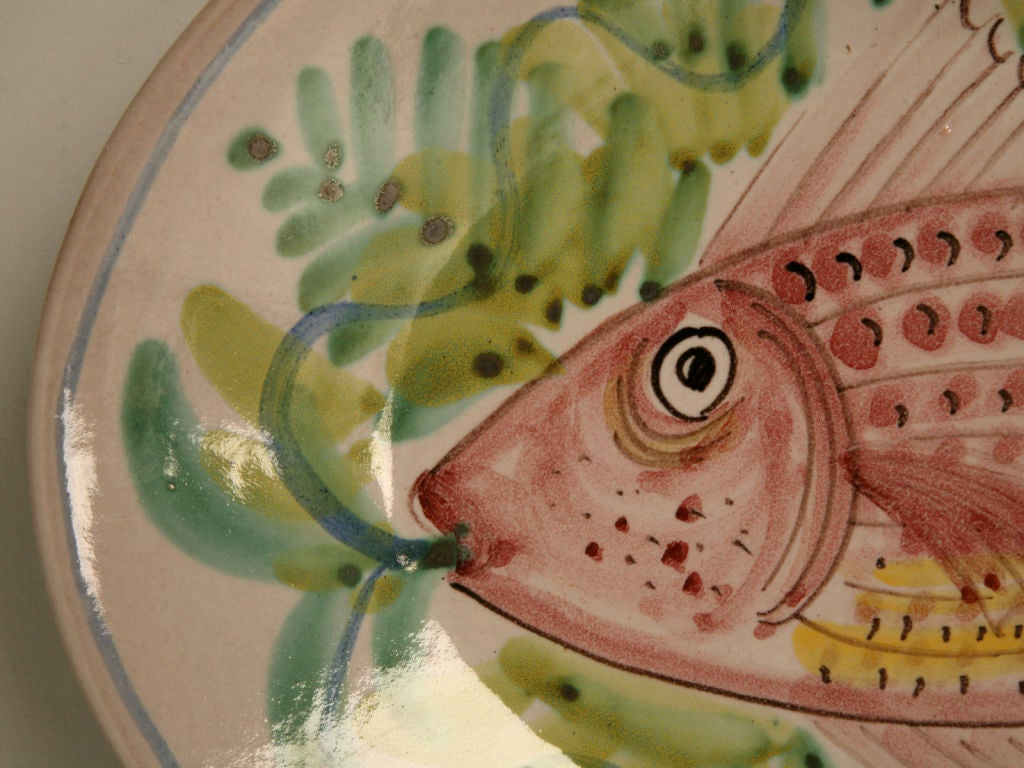 Set of 4 Vintage Italian Hand-Painted Fish Platters 1