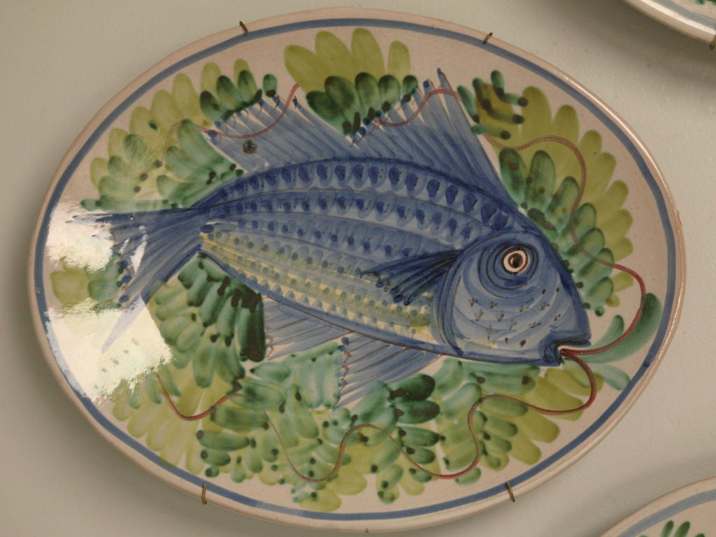 Mid-20th Century Set of 4 Vintage Italian Hand-Painted Fish Platters