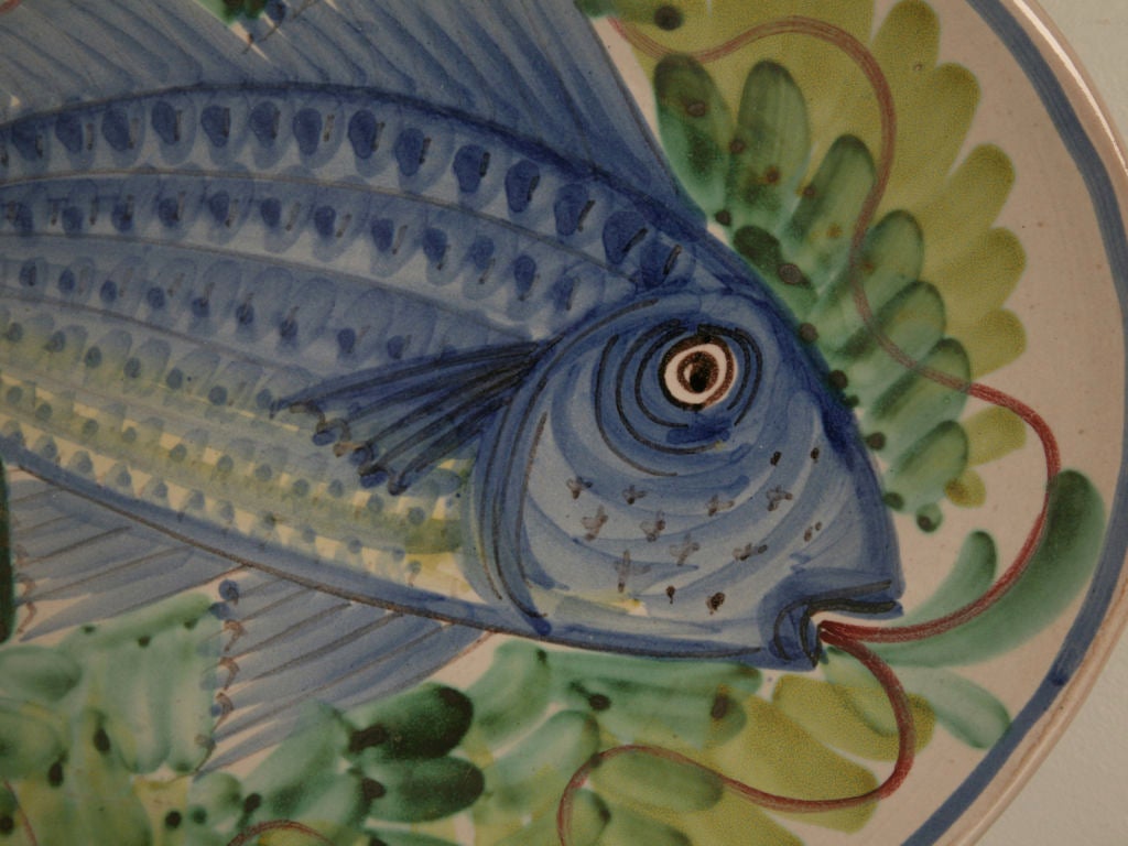 Set of 4 Vintage Italian Hand-Painted Fish Platters 1