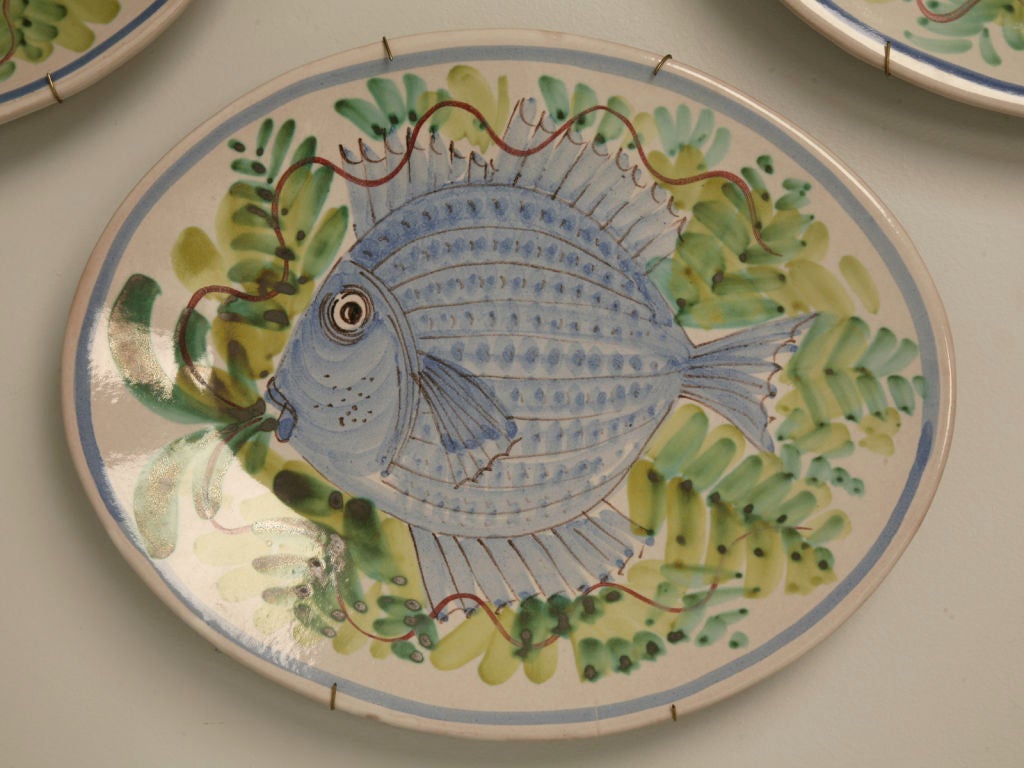 Set of 4 Vintage Italian Hand-Painted Fish Platters 4