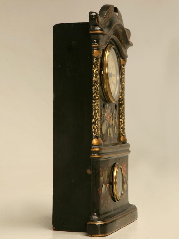 c1890 French Iron Fronted Clock w/Mother-of-Pearl