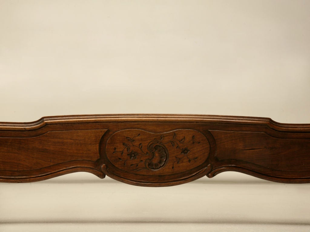 19th Century c.1890 French Rococo Carved Walnut Bed