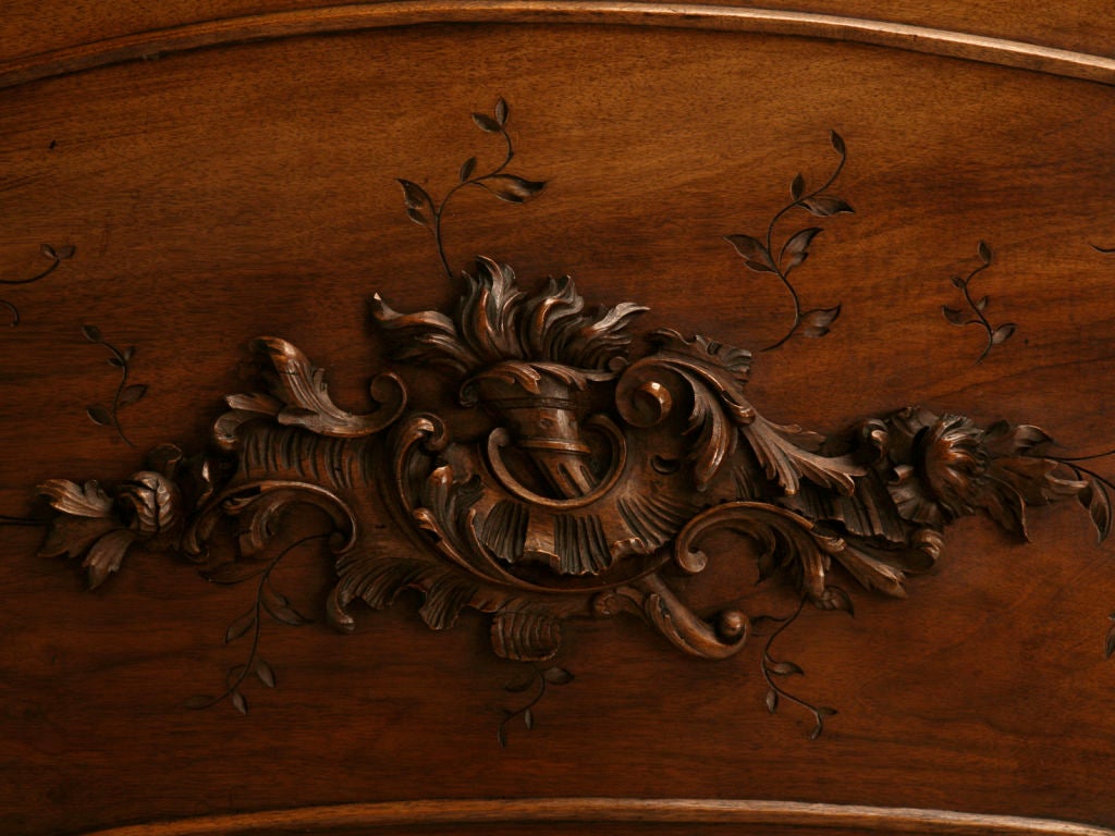 c.1890 French Rococo Carved Walnut Bed 3