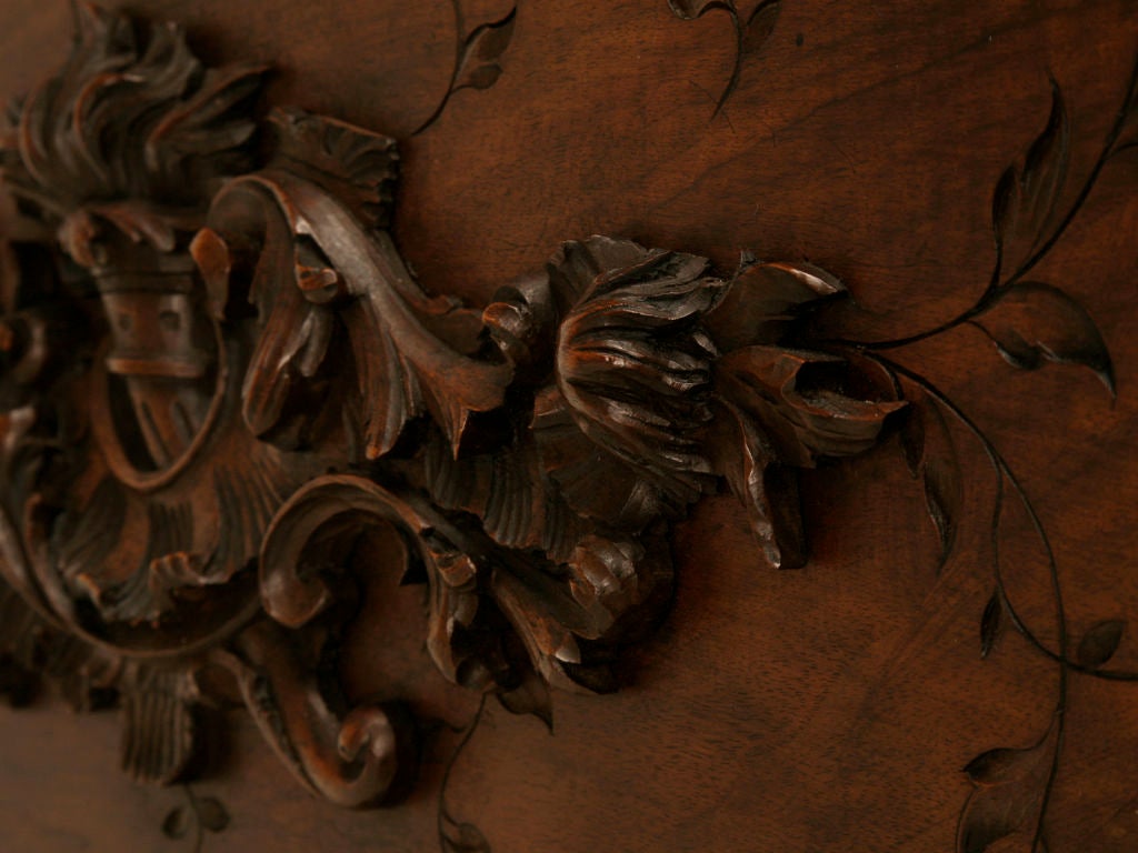 c.1890 French Rococo Carved Walnut Bed 4