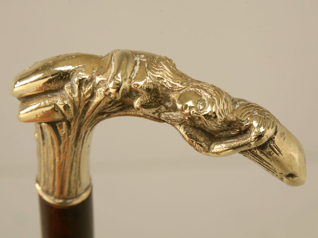 Bronze c.1890 French Art Nouveau Walking Stick or Cane