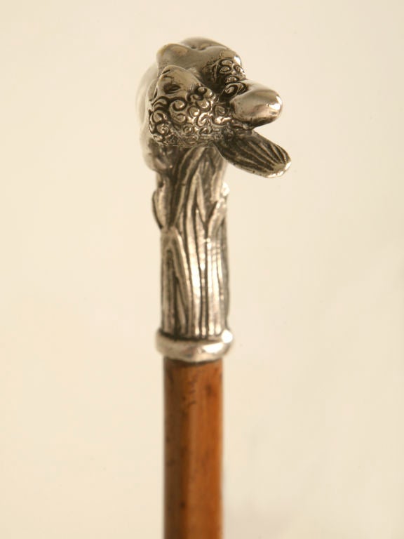 Silver Plate c.1890 French Art Nouveau Walking Stick or Cane