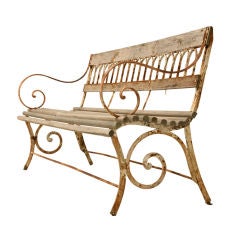 Antique c.1920 English Garden Bench with Gothic Design