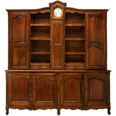Antique French Walnut Louis XV Vaisselier with Clock, circa 1820