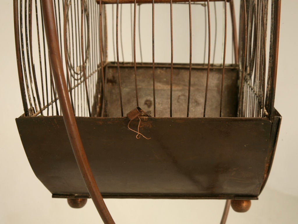 c.1930 American Copper Hatbox Birdcage on Stand by Hendryx 4