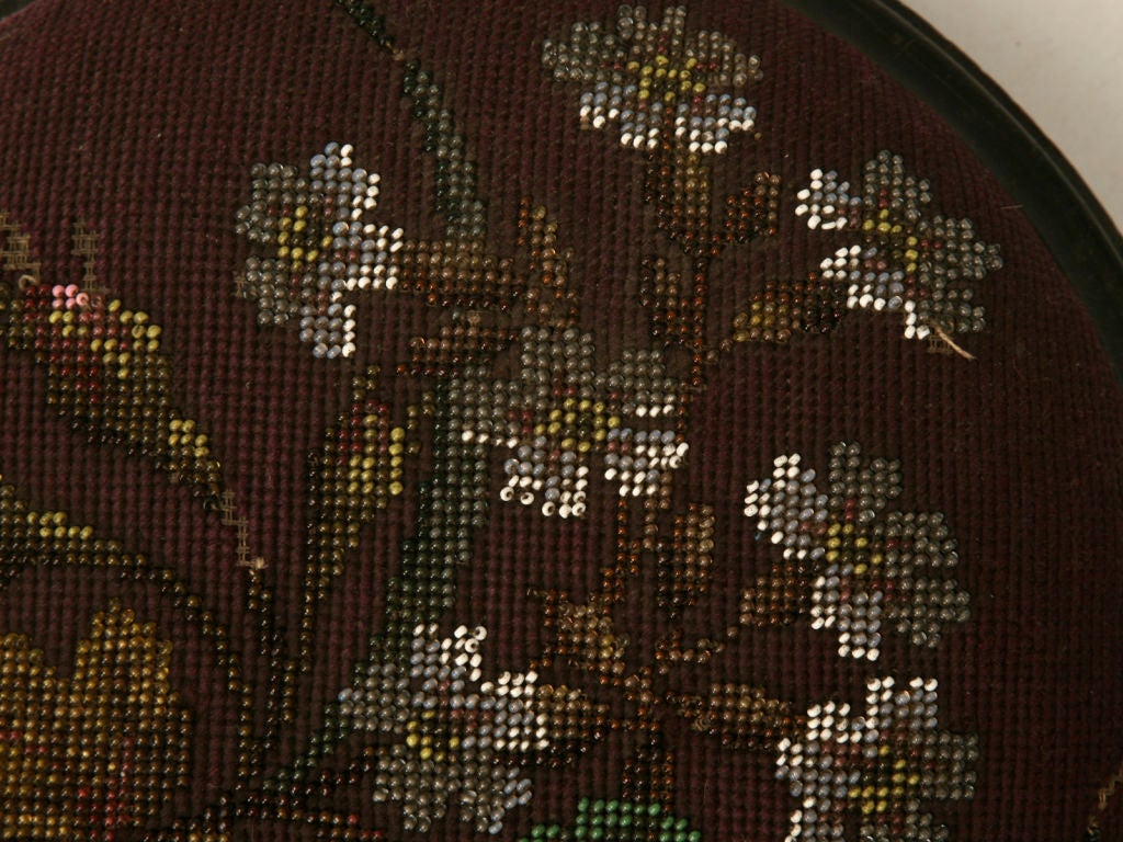 c.1880 English Hand-beaded Ladies Ottoman In Good Condition In Chicago, IL