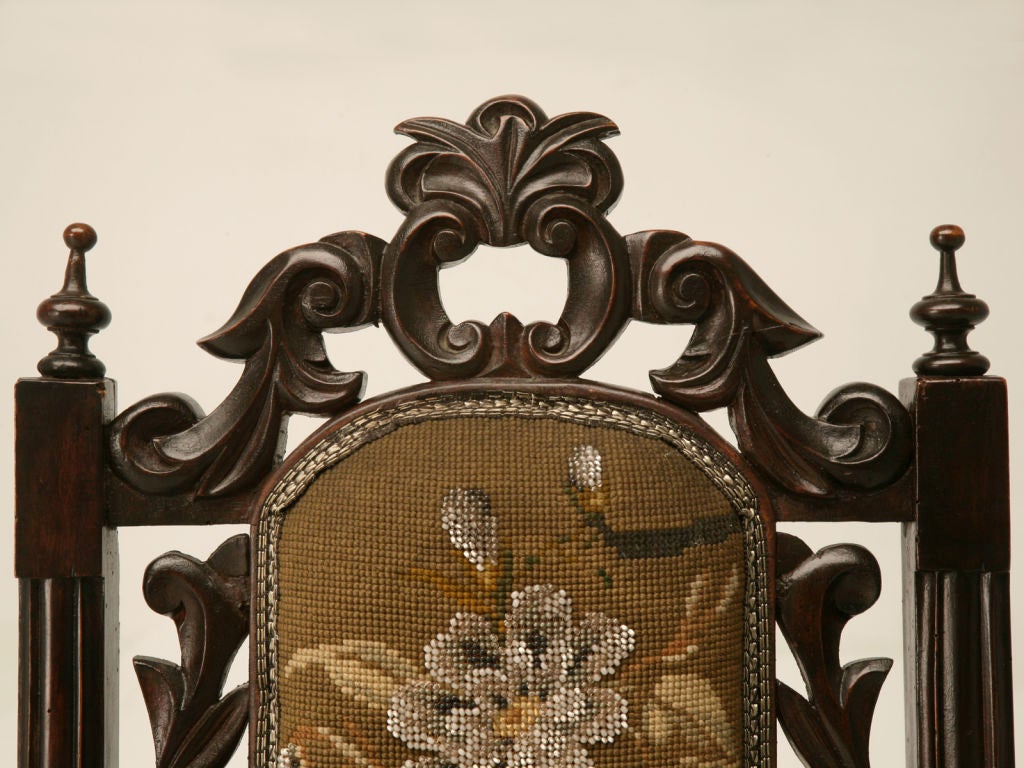 c.1870 English Victorian Ladies Hand-Beaded Slipper Chair In Good Condition In Chicago, IL