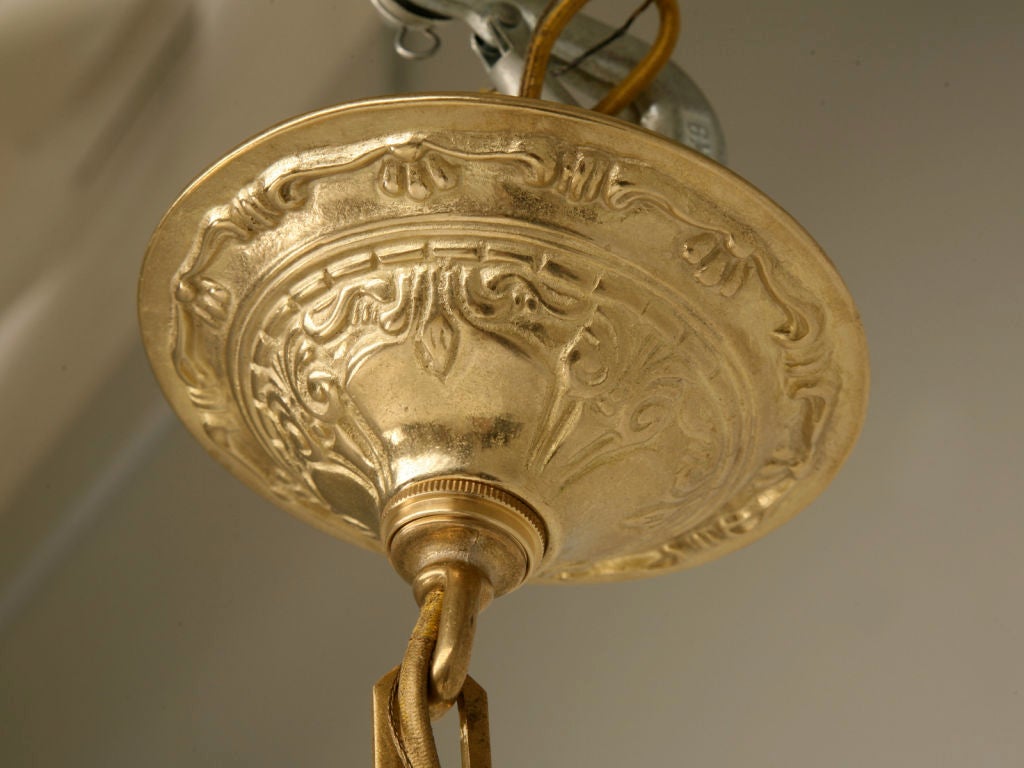 c.1950 Petite French Brass 6 Light Star Chandelier