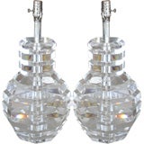 Pair of Geometric  Lucite Lamps