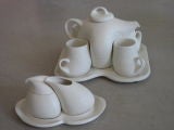 Vintage White Modernist Tea Set by Peter Saenger