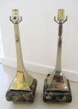 Pair of Mid Century Brass and Ceramic Lamps