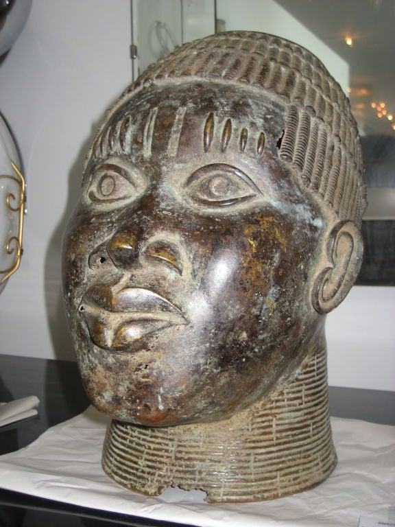 African Bronze Male Bust