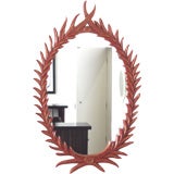 Orange Carved Oval Italian Mirror