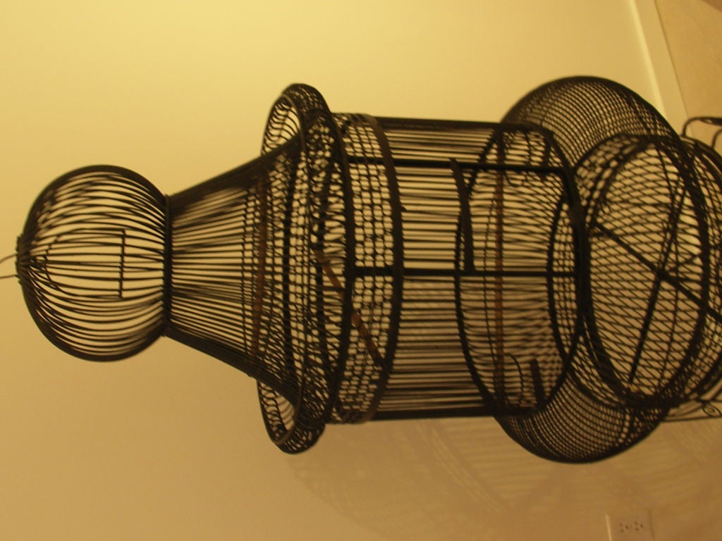 Monumental Vintage Iron Birdcage on Stand