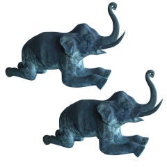 Pair of  Antique Bronze Elephants from India