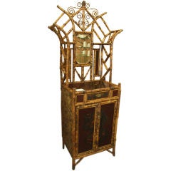 English Bamboo  and Lacquer Etagere