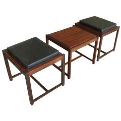 Trio of Danish Rosewood Tables/Benches