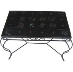 French Zodiac Table  with Reverse Painted Tiles