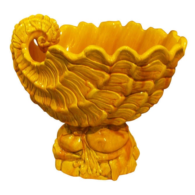 Burmantofts Large Yellow Seashell Centerpiece