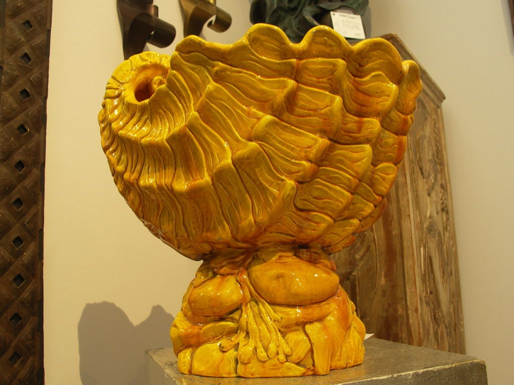 Burmantofts Large Yellow Seashell Centerpiece 1