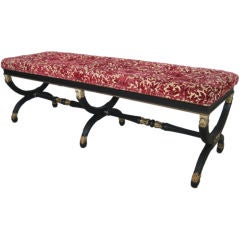Neoclassical Style Black and Gold  Bench