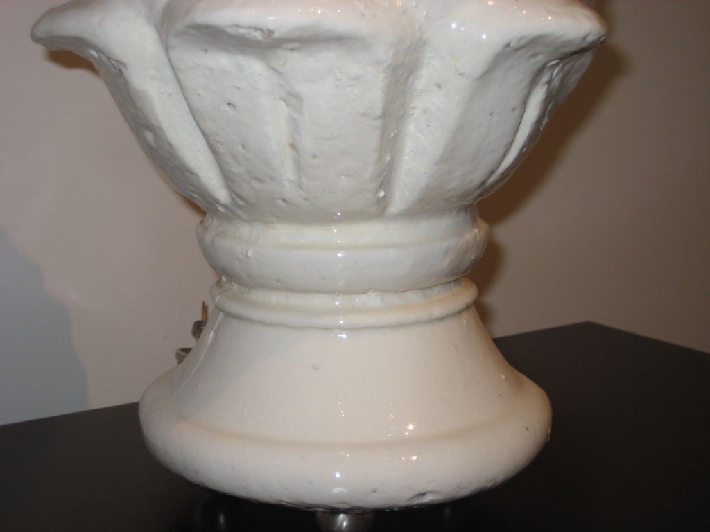 Pair of Concrete  Artichoke Lamps 21"