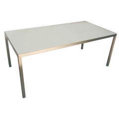 Contemporary Design Table with Hermes Leather