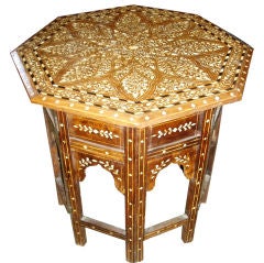 Octogonal Inlaid Wood End Table
