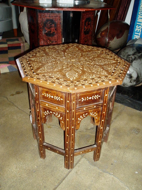 20th Century Octogonal Inlaid Wood End Table