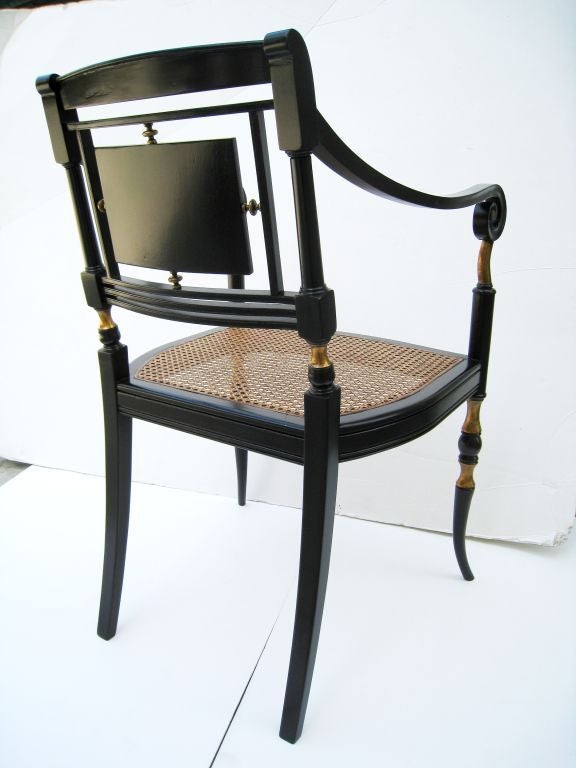 Wood Pair of Italian Scroll Arm and Malachite Chairs For Sale