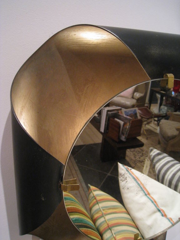 French Bent Metal Mirror with Reverse Light 1