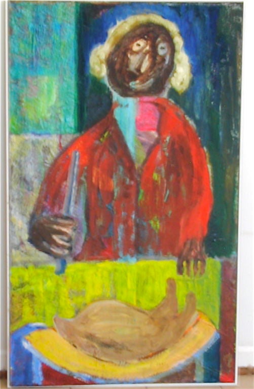 This oil on board painting by folk and outsider artist Gene Beecher is called 