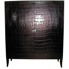 Vintage FAUX ALLIGATOR LEATHER COVERED CABINET for SCALAMANDRE