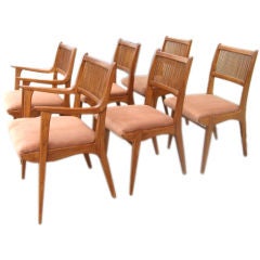 Group of Six Walnut Dining Chairs by Drexel