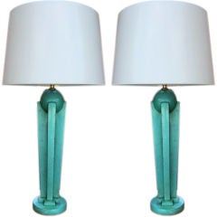 Art Deco Skyscraper Table Lamps, Pair